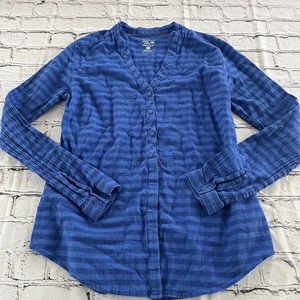 Mountain Hardwear Cotton Lightweight Button Down Shirt Womens 12 Blue